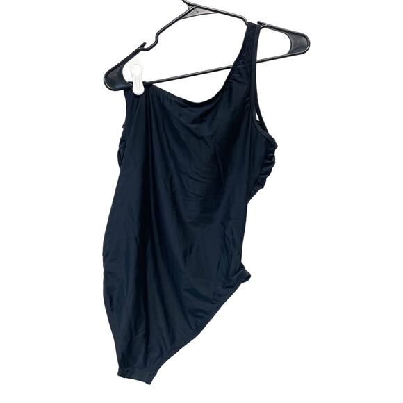 Cupshe Black One Shoulder Ruched Tummy Control One Piece Swimsuit Size Medium - Picture 4 of 7